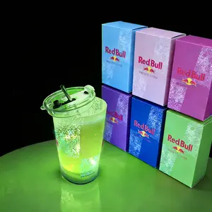Creative Bar Party Luminous Red Bull 14oz LED Cup Customizable Color Option Free Straw Lid Included Premium Cup with Exclusive Perks WB