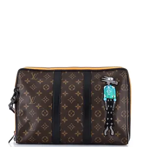 Pre-owned Louis Vuitton Canvas Coated Clutches & Wristlets Keepall Pouch Monogram Canvas with LV Friends Patch by Rebag