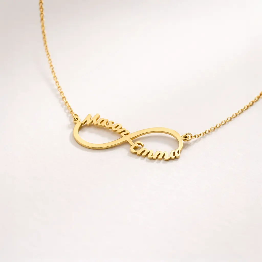 Couple Name Infinity Necklace, Two Name Necklace, Double Name Pendant, Romantic Infinity Necklace, Name Customized necklace, Name Jewelry