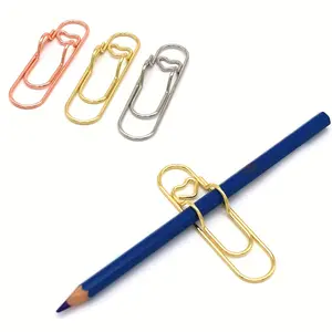 10PCS Multi-functional Metal Paper Clips with Pen Holder Binder Clips School Office Learning Supplies Stationery