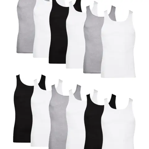 Hanes 12-Pack Tank Tops for Men, Cotton Ribbed Undershirts – Soft & Breathable – Moisture-Wicking Men’s Clothing