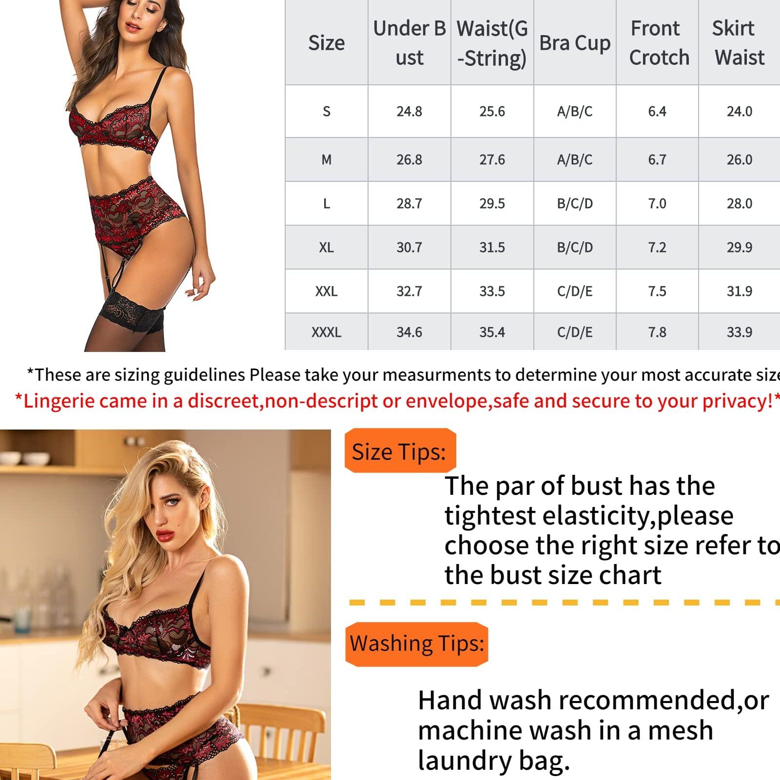 Avidlove Women Lingerie Set High Waisted Underwire Lingerie With Garter Belt Lace
