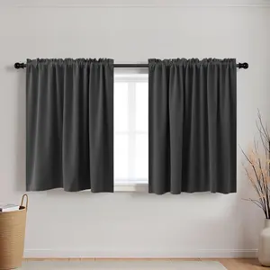 KOUFALL Small Window Blinds for Bathroom Kitchen,Blackout Keep Heat Black Out Window Coverings Heat Blocking Curtains for Bedroom,24 Inch Length Dark Gray