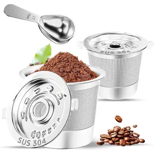 2 Pack Reusable K Cups Coffee Pods for Keurig Single Hole Machine: All Stainless Steel Refillable K Cups - Reusable Coffee Filters for Keurig, SUS 304 ‌ , BPA-Free, Heat Resistant Handles, Scoop