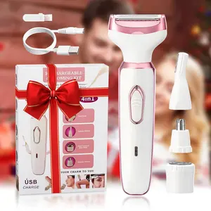 4 in 1 Electric Lady Shaver, Body Hair Removal Epilator, Trimmer Shaver, Cordless Body Beauty Instrument for Gift