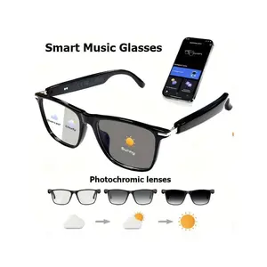 Smart Bluetooth glasses with auto-tinting lenses, polarized, blue light blocking, open earphones and hands-free calling Sold by U-miy Android Button blackburn  shades vsp  vision  care game day sunglasses cool lightblue eau intense chrome hearts  frames t