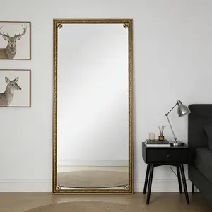 ARCH Full Length Mirror with Stand, 70.1"x31.9" Floor Standing Large Dressing Mirror Hanging or Leaning Against Wall for Bedroom Living Room, Antique Gold