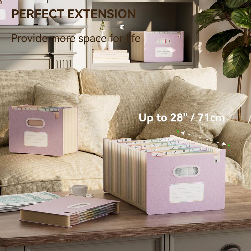 EcoStash Accordion File Organizer, 26 Pockets Wheat Straw Expanding File Folders, Upright&Open Top, A-Z Bill Receipt Organizer, 100% BPA Free, Return to Nature, Healthy Living, Letter/A4 Size