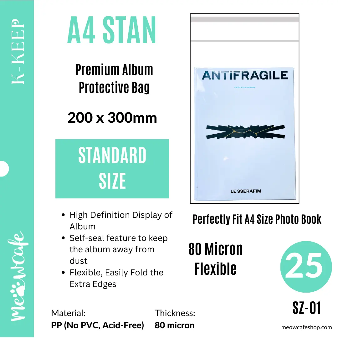 A4 Standard 200x300mm Premium Kpop Album Protective Bag | 80