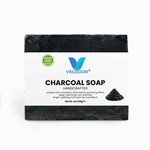 VECEDOR Charcoal Soap – Detoxifying Bar for Oily & Acne-Prone Skin – Deep Cleansing, Exfoliating & Brightening, 4oz