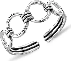 LeCalla 925 Sterling Silver Toe Rings for Women | Antique Link Band Design Toe Ring | Women's Cuff Ring Foot Jewelry