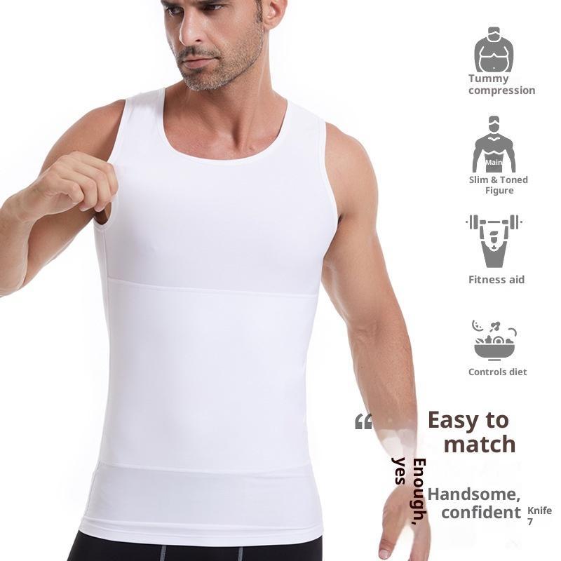 Men Compression Tank Top | Tummy Control, Gynecomastia Shaper, Posture Correction Seamless Undershirt for Gym, Business & Dating Menswear