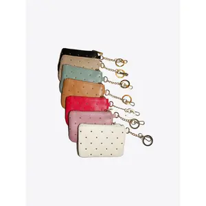 Luna Stud Detail Leather Coin Pouch