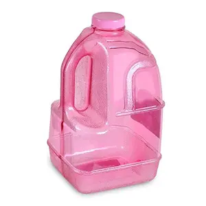 1 Gallon BPA FREE Reusable Plastic Drinking Water Big Mouth "Dairy" Bottle Jug Container with Holder - Pink
