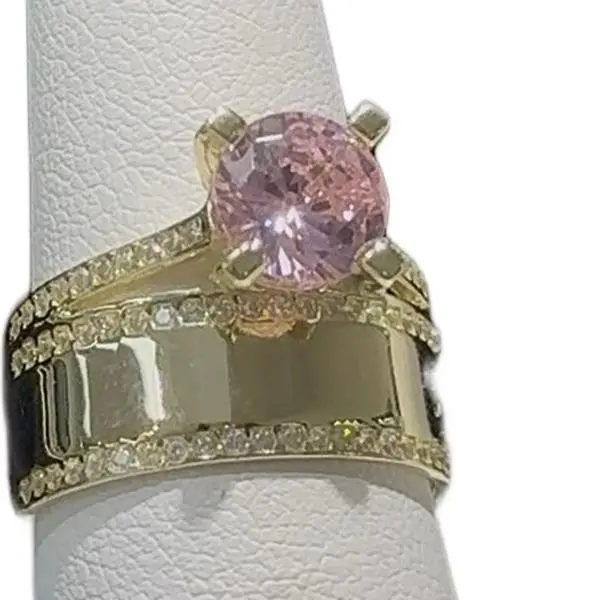 Pink Cubic Stone Graduation/ Personalized 10 karat gold ring