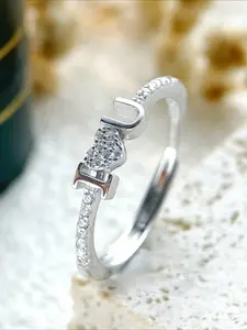 Personalized I Love You Design Ring, Sparkling Artificial Zircon Gemstone, Perfect Gift for Daily Wear & Holidays