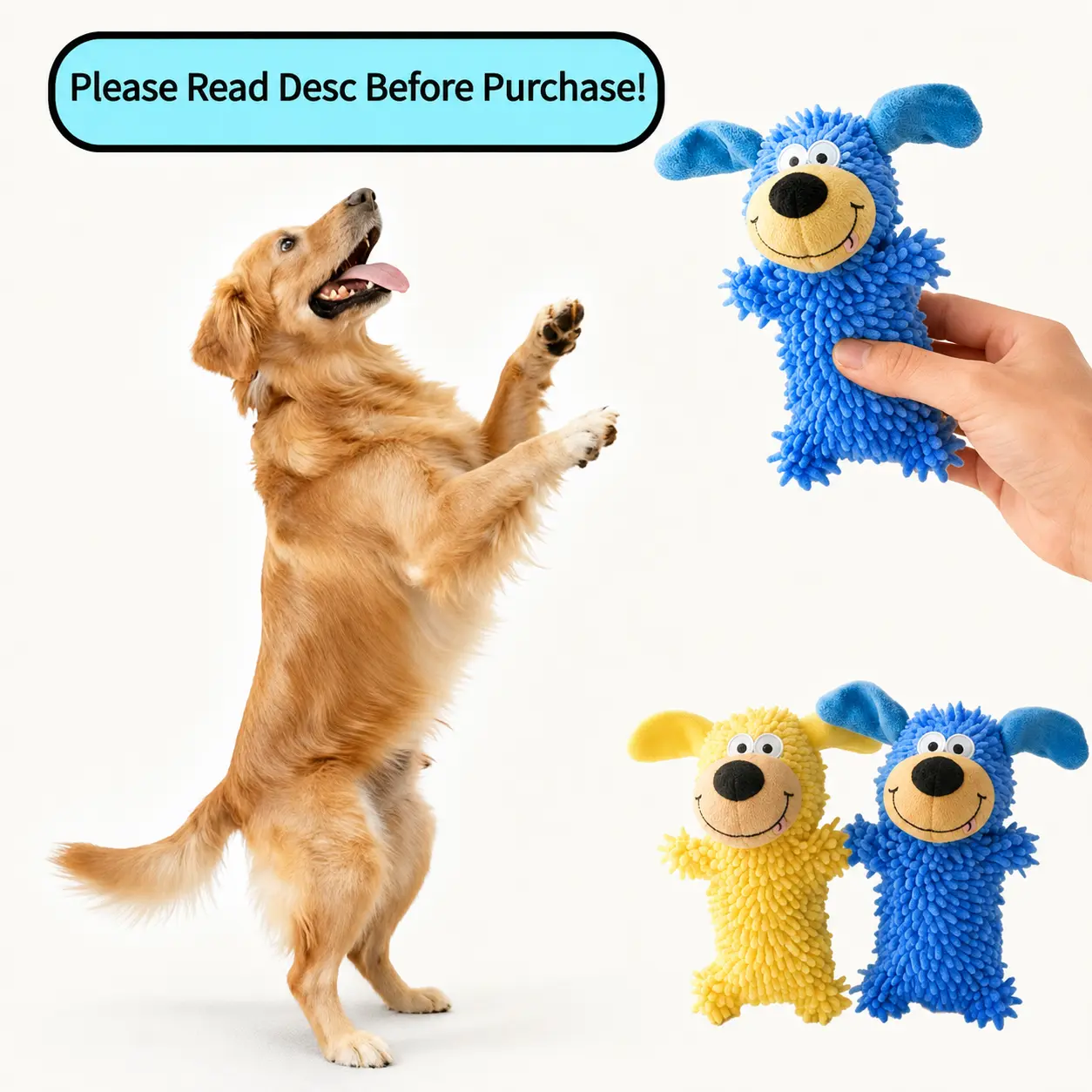 Interactive Squeaky Plush Dog Toys but Not Chew Toys, Suitable for Throwing and Catching Games and Interactive Play Between Owners and Dogs, Chenille Material Reinforced Seams Only For Light Chewers Small/Medium Breeds, Supervise Play to Extend Toy Life,s