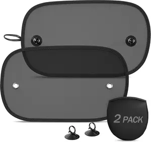 DIZA100 Car Sun Shade, 2 Pack Window Shade for Baby Universal Cling Sunshade for Side Window Sun Glare and UV Protection for Kids/Adults/Pets - 20''x12'' Fits 98% Cars(Suction Cup Stick)