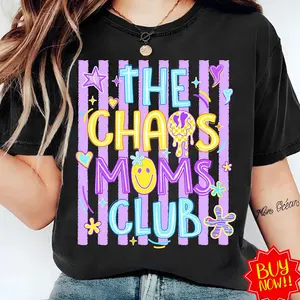 Preppy Striped Chaos Mamas Club Shirt, Mama Groovy Shirt, Motherhood Shirt, Mama Shirt , Trendy Mom Graphic.