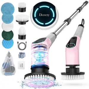 Dovety Cleaning Brush Electric Spin Scrubber, Cordless Shower Scrubber, , with 4 Replaceable Brush Heads 3 Adjustable Extension Handle, 2 Adjustable Speeds for Bathroom,  Toilet, Household Kitchen Cleaner Supplies Home Portable,Appliance