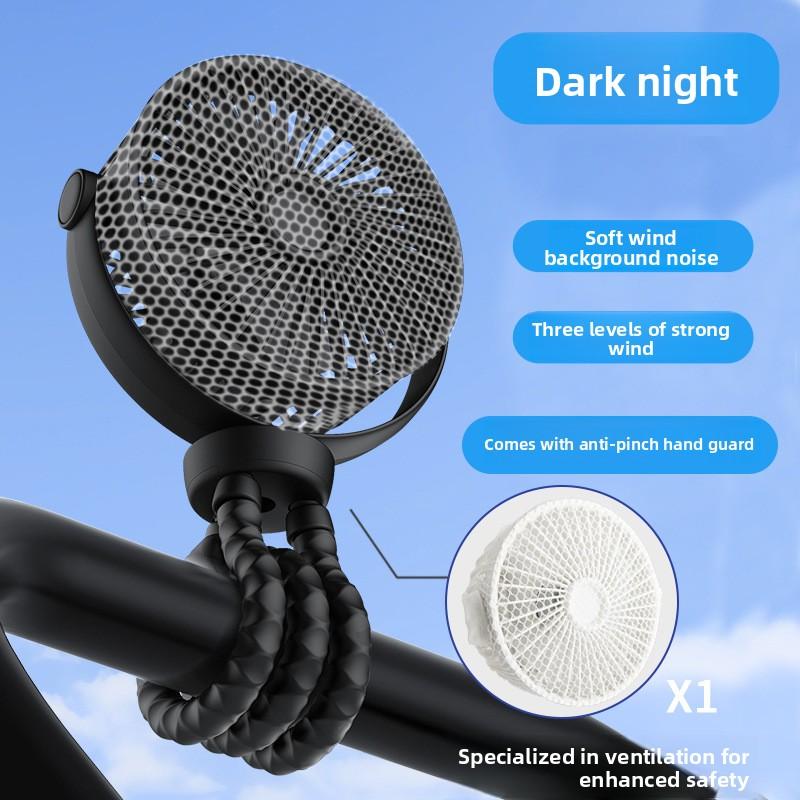 Portable Octopus Fan for Strollers, USB Rechargeable, Quiet & Foldable, Perfect for Outdoor Use
