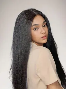 1PCS S5-KS Natural Black Kinky Straight Human Hair Bundle, Brazilian Hair Weave