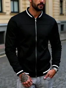 Men's Baseball Collar Jacket, Coats, Windproof Anti-Wrinkle, Urban Commute, Daily Casual Fashion Outerwear, Fall & Winter Style