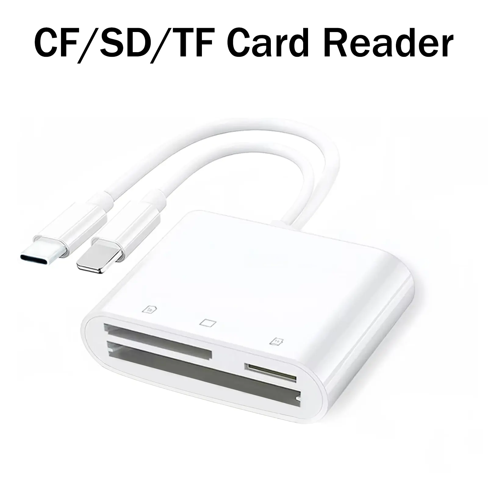 3-In-1 Type-C Cf/SD/TF Card Reader for iPhone 11 to 16, Multi-Slot Storage Card Reader for Dslr and Office Use, Essential Mobile Accessory USB C Adapter, Memory Card Adapter, Storage Usb Ports, USB C Interface
