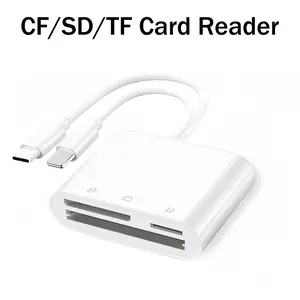 3-In-1 Type-C Cf/SD/TF Card Reader for iPhone 11 to 16, Multi-Slot Storage Card Reader for Dslr and Office Use, Essential Mobile Accessory