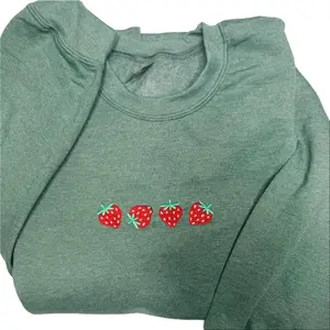 Embroidered Summer Strawberry Crewneck Sweatshirt