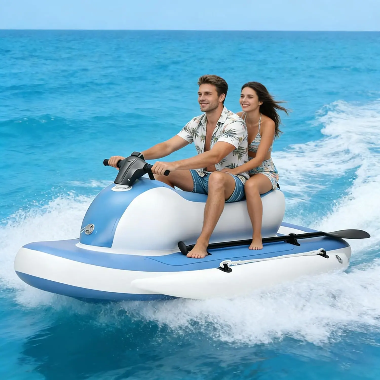 Electric Rush Wave Surf Boat Jet Ski – 500W/700W Underwater Propeller, Inflatable Boat with Motor, 9-Speed Adjustment, Diving Handle & Storage Bag, Max Load 485 lbs, for Water Sports 500W16A