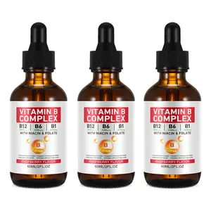 [Spot goods] Vitamin B Complex Liquid Drops - B12 5000mcg with B6, B1, Niacin & Folic Acid, Sublingual B Vitamin Drops for Energy Metabolism, Brain Function & Heart Health Support*, Natural Raspberry Flavor, Made in USA, 6fl oz (3 x 2fl oz)