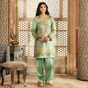R-32 Luxury 3 Pc Embroidered Farshi Shalwar Lawn Suit Elegant Festive & Eid Wear