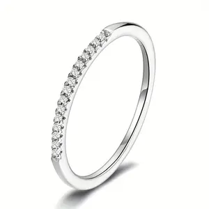Presentski 925 Sterling Silver Silver White Zirconia Stacked Ring