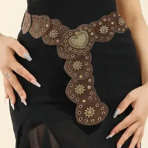 Western Belts for Women Vintage Disc Waist Belts Concho Leather Belts Boho Waist Belt for Dress Jeans, belt, beltsmen, belts, men belts fashion casual dress belt stylish belt decorative belt