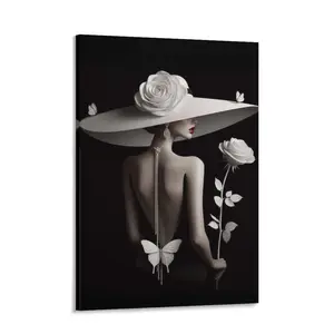 Wooden Framed Canvas Painting, Modern Fashion Woman Pattern Wall Art, Wall Decor, Art Wall DecoLiving Room Bedroom Officeration for Home