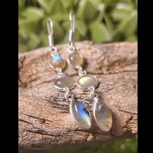 Labradorite Earrings • Crystal Earrings • 2.3"