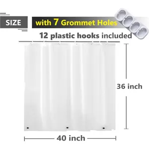 Waterproof Shower Curtain for Window Inside Shower, Plastic Bathroom Window Curtain Waterproof Heavy Duty Vinyl Peva with Hooks, Silky Frost, 40x36 Frosted