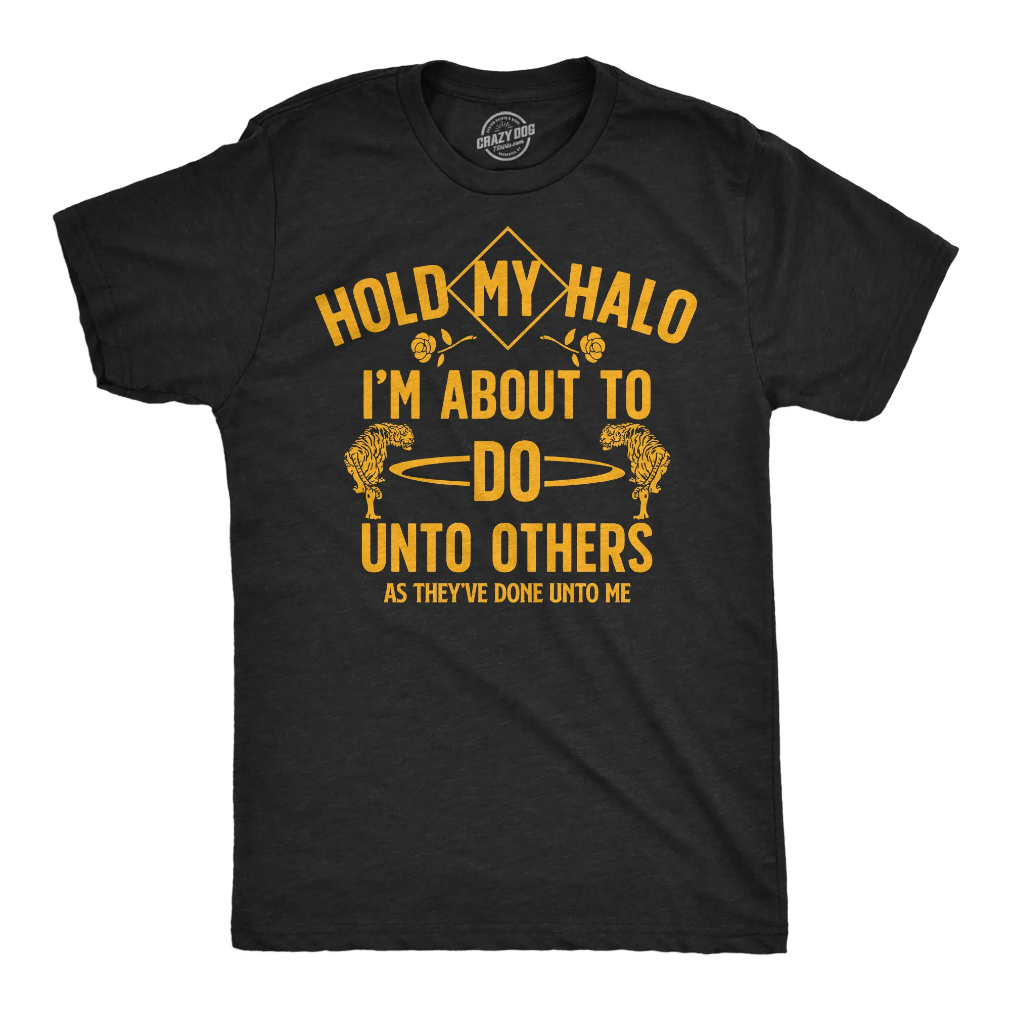 Mens Funny T Shirts Hold My Halo Im About To Do Unto Others As They’ve Done Unto Me Sarcastic Tee For Men Mens Funny T Shirts Cool Vintage Fashion T-Shirt Gift Classic Menswear Funny offensive Short Sleeve Black -