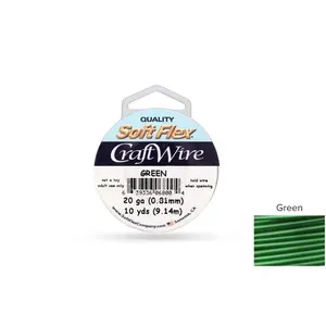 Craft Wire Soft Flex 20 Gauge Green Color Plated Wire - 30ft