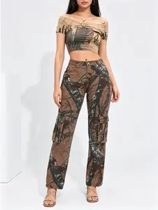Vintage Leaf Camouflage Cargo Jeans