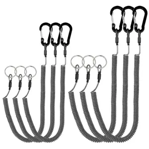 Fishing Elastic Lanyard 1.5m Safety Rope Wire Steel with Carabiner for Fishing Tools Pliers Fish Lip Grips Holder Accessories