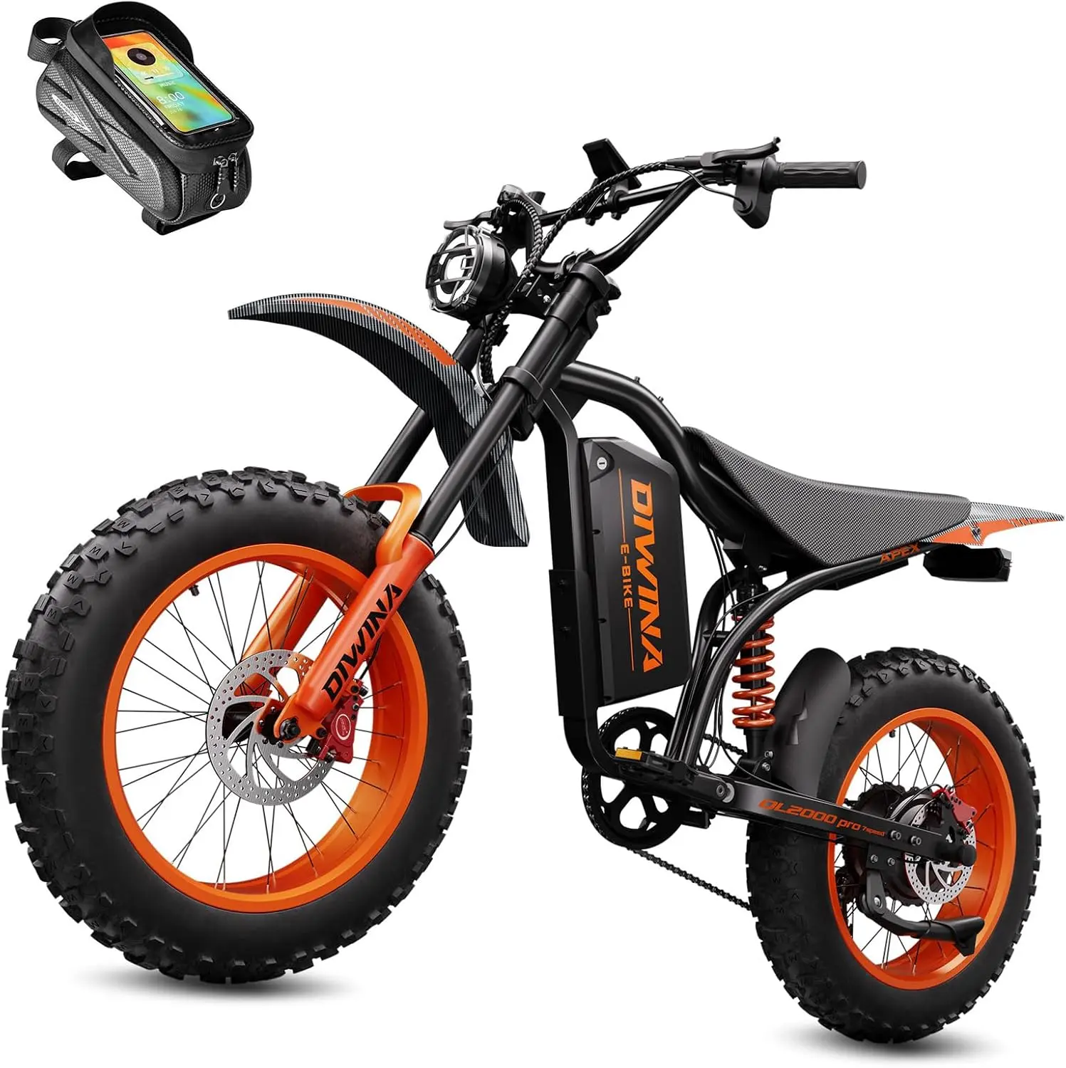 Electric Bike for Adults-5000W Peak, 60V 36AH Battery, 40-45MPH 100 Miles Long Range Ebike, Fat Tire 20Inch, 7-Speed Hydraulic Brake, Electric Dirt Bike Snow Commuter, 110 Nm Torque, 12 Months
