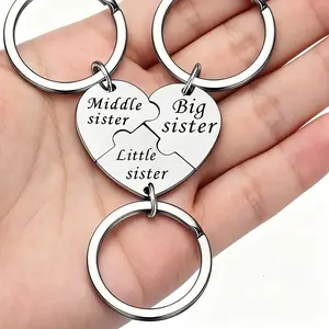 Sister Keychains for 3 Sisters Gifts - Mid Sister, Big Sister, Little Sister Matching  Puzzle Heart Pendant Keyring Set, Perfect Mother's Day, Birthday & Family Gift