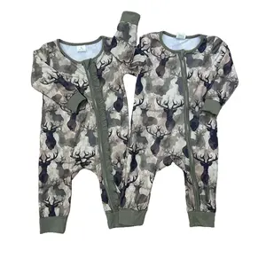 Black Friday --hunting deer milk silk green baby boys clothes sleeper Camo Deer Sleepwear Bodysuit