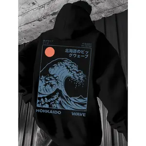 Hokkaido Wave Hoodie Japanese Art Graphic Hooded Sweatshirt Unisex Streetwear Pullover Great Wave Style Aesthetic Hoodie Urban Fashion Anime Inspired Japan Hoodie Winter Fall Gift
