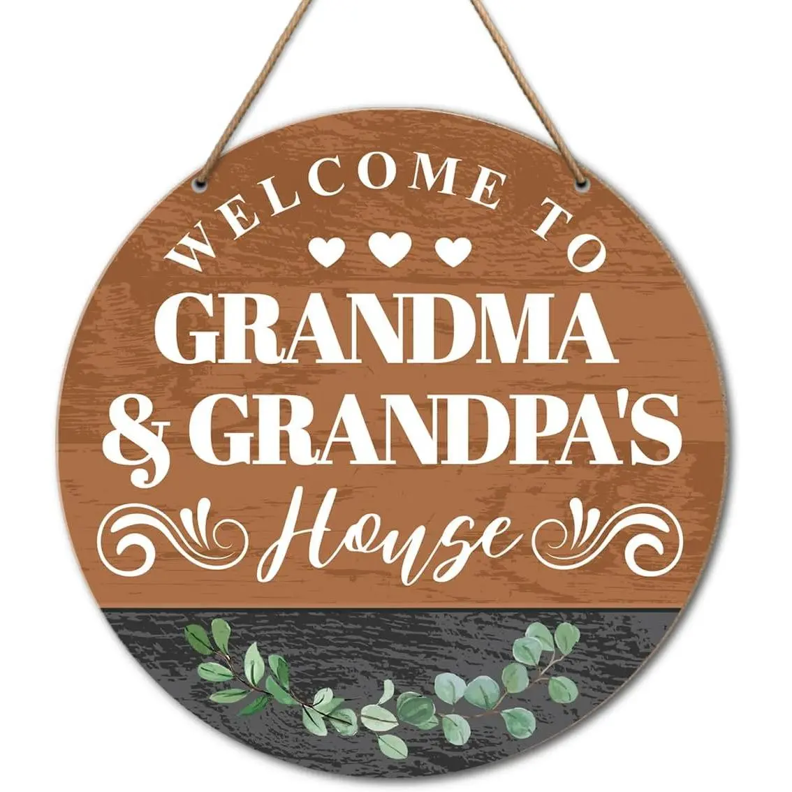 Grandpa Welcome Hanging Plaque - Home Decor Products for Front Door Porch, Welcome Message Wall Hanging, Gift for Grandparents for Father's/Mother's Day Christmas, Signage