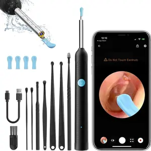 HD Visual Ear Cleaner Set with 1296P Camera Silicone Ear Hygiene Tools for iPhone and Android Compatibility