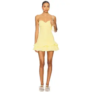 MORE TO COME Julian Mini Dress in Yellow Gingham
