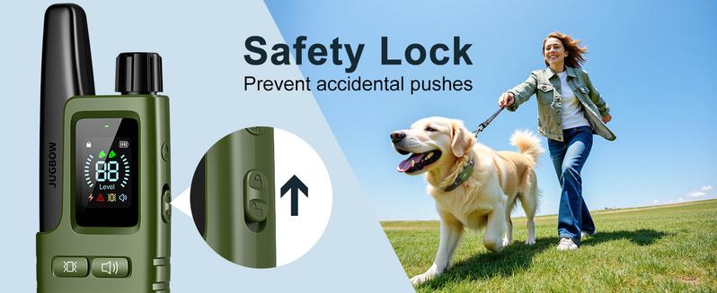 Jugbow Dog Training Collar - 4500FT with Remote, 4 Training Modes, Security Lock, IPX8 Waterproof, Rechargeable e-Collar for All Breeds DT61 Outdoor Jugbow Dog Training Collar - 4500FT with Remote, 4 Training Modes, Security Lock, IPX8 Waterproof, Rechargeable e-Collar for All Breeds DT61 Outdoor